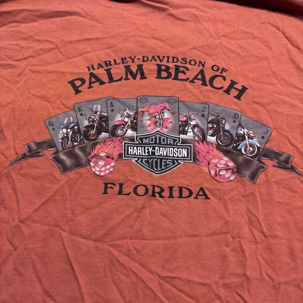 VTG Harley-Davidson Palm Beach Single Stitch T-Shirt Mens XL Orange Steer USA